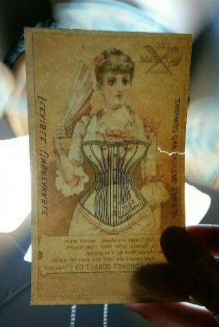 Coronet Corset Co. ,  Jackson,  MI. ,  Hold To Light Trade Card,  1880 ' s 2