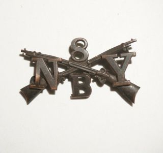 8th York Infantry Pre Wwi Officer Collar Insignia Pin Us Army M3179