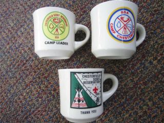 Three Vintage Coffee Mugs Boy Scout Chesterfield Scout Reservation Bsa
