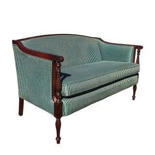 Vintage Neo Classical Federal Style Mahogany Green Settee