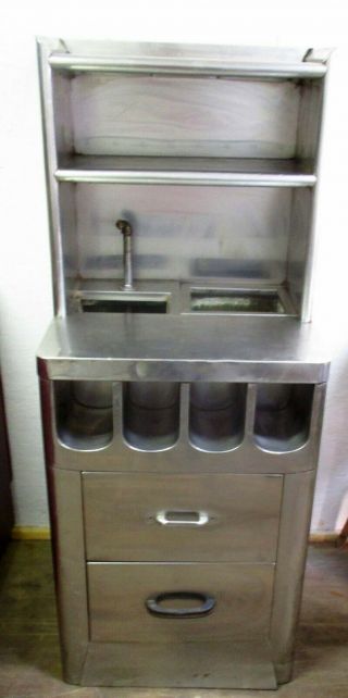 Vintage All Stainless Steel Waitress Wait Service Station From A 1940s Diner.
