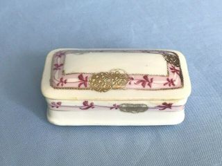 Vintage Porcelain Miniature Trinket Box Pink & Gold Hand Painted Nippon Japan