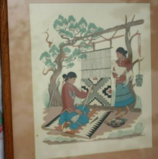 Harrison Begay,  Navajo Indian Silk Screen Print Rug Weaving,  Framed