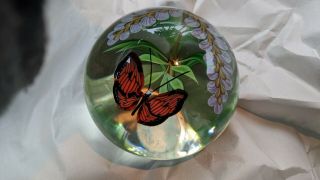 Vintage Orient & Flume Art Glass Paperweight Le 77/250 Monarch Butterfly Beyers