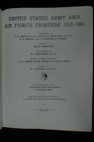 WW1 WW2 US United States Army And Air Force FIghters 1916 - 1961 Reference Book 2