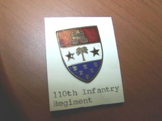 Wwii Era Us Dui Crest 110th Infantry Regiment,  Pinback