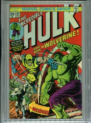 1974 MARVEL THE INCREDIBLE HULK 181 1ST APPEARANCE WOLVERINE CGC 9.  4 OW - W 2