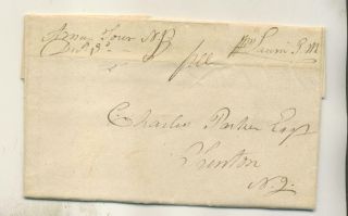 1833 William Lawrie Arneytown Nj To Charles Parker Trenton Nj Stmpls Ltr Cvr