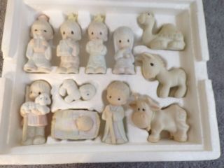11 Pc Precious Moments Come Let Us Adore 1982 Porcelain Miniature Nativity Set