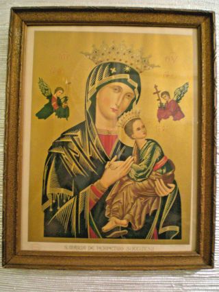 S.  Maria De Perpetuo Succursu / Icon / Stab.  L.  Salomone Roma Gilt Litho Framed