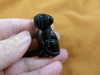(y - Dog - La - 581) Black Onyx Labrador Dog Gemstone Carving Figurine I Love My Dogs
