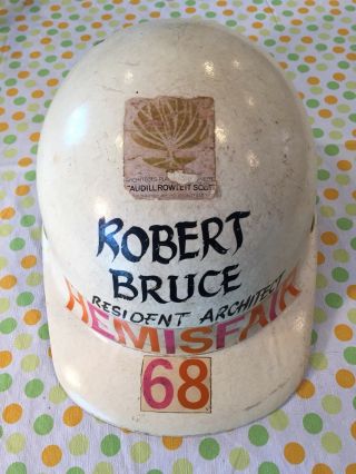 Vintage Superglas Fibre Metal Hard Hat Hemisfair 68 Robert Bruce Architect