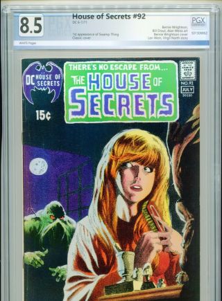 1971 Dc House Of Secrets 92 1st Appearance Swamp Thing Pgx 8.  5 White Cgc It