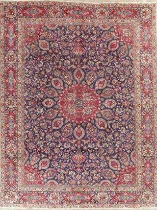Floral Kashmar Oriental Traditional Navy Blue Area Rug Wool Handmade Carpet 9x12