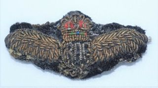 Wwii Royal Airforce Raf Cloth Padded Badge Pilot Wings Vintage Wire & Mohair Pin