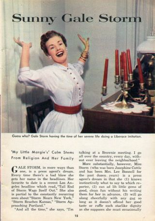 1954 Tv Guide Article Gale Storm & Family My Little Margie Television Series