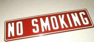 Vintage No Smoking Porcelain Enamel Embossed Raised Letters Tin Wall Sign