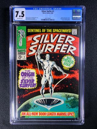 Silver Surfer 1 Cgc 7.  5 (1968) - Origin Of The Silver Surfer