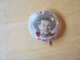 1940/1950s Movies Cowboy Western Cereal Prize Pin Badge Tim Holt Pinback Button