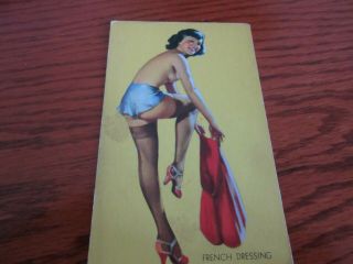 1940 Mutoscope Litho Pin Up Arcade Card Glamour Girls French Dressing Risque Art