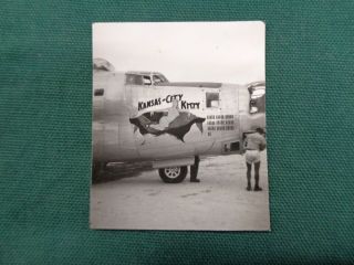 Ww2 Us Aaf B - 24 Bomber Nose Art Photo - Kansas - City Kitty