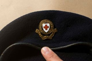 Post Ww2 British Red Cross Society Beret With Insignia