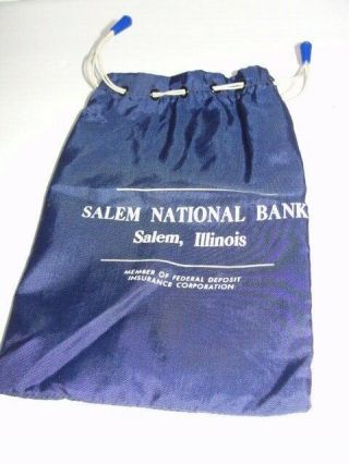 Vtg Salem National Bank Il Money Coin Bag Draw String Deposit A.  Rifkin Quality