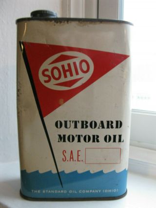 Vintage Sohio Outboard Boat Motor Oil 2 Cycle Metal Tin Can Gas Station