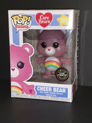 Care Bears Cheer Bear Funko Pop Limited Edition Glow Chase Figure Slight Damage