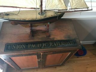 Vintage Reverse Painted On Glass Union Pacific Railroad Sign