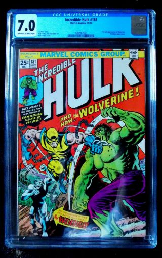 Incredible Hulk 181 Cgc 7.  0 1st Appearance Wolverine