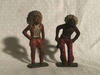 Grey Iron Native American Indians Cast Iron Figures Barclay Manoil Wild West