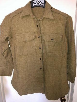 Us Army Ww2 Wool Service Shirt Small Short Khaki Brown