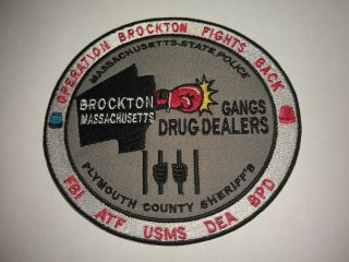 Operation Brockton Fight Back Federal Police Patch Fbi Dea Usms Massachusetts