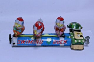 Vintage Haji Japan Tin Litho Windup Swimming Ducks