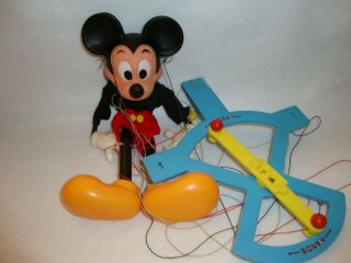Vintage Walt Disney Productions Mickey Mouse Marionette Plastic String Puppet