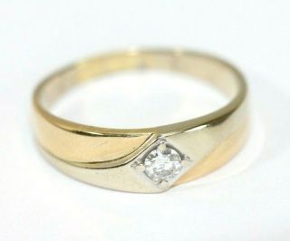 Vintage 14k 2 - Tone Gold,  Diamond Mens Band/ring: Size 10.  5,  6.  4 Grams.  20 Carat