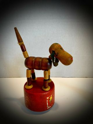 1940 ' s Wakouwa Wooden Push Puppet Toy,  Pluto Dog & 1970 ' s Disney Pluto Dog 2