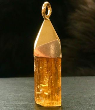 Stunning Solid 18k Gold Roughcut Natural Glowing Amber Pendant: Vintage: 23 Gram