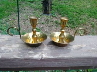 Set Of 2 Vintage Brass Chamber Candlestick Holders - India