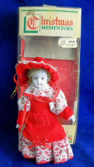 Vintage Christmas Mementoes Victorian Porcelain Doll Ornament - Sears Roebuck