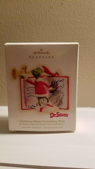 Hallmark Grinch Christmas Means Something More 2009 Error Ornament Great Cond