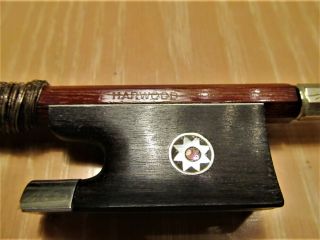 Vintage Harwood Violin Bow Decorated Frog And Button