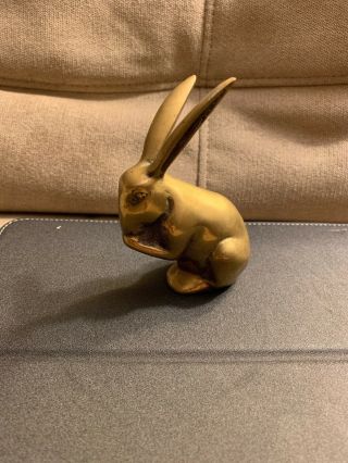 Vintage Solid Brass Bunny Rabbit Figurines Paperweight Easter Decor