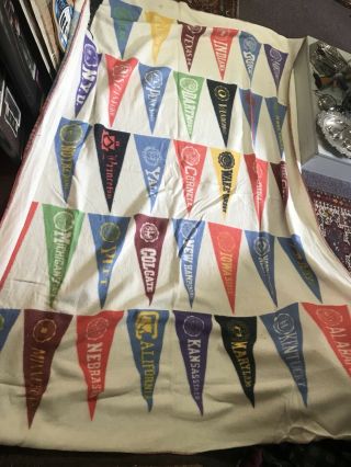 Vintage 1960’s College Blanket Throw Pennants Banners,  Chatham