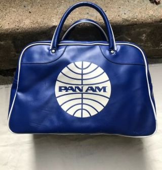 Vintage Certified Pan Am Travel Bag Large Leather Big Logo Duffle