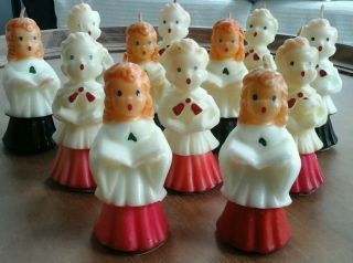 12 Vintage Gurley Christmas Candles Unburned 5.  5 " Choir Girl Boys Unburned