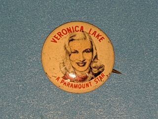 Veronica Lake Quaker Puffed Wheat Rice Movie Star Pin Pinback 1940 