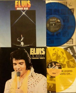 Elvis Presley Moody Blue Vinyl Afl12428 & Canadian Tribute Yellow Vinyl Kkl17065