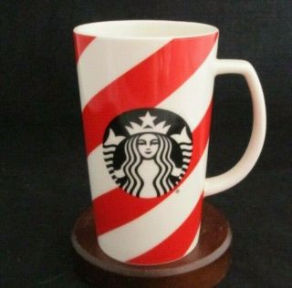 Starbucks 2016 Red White Stripe Candy Cane Tall Mug 16 Oz